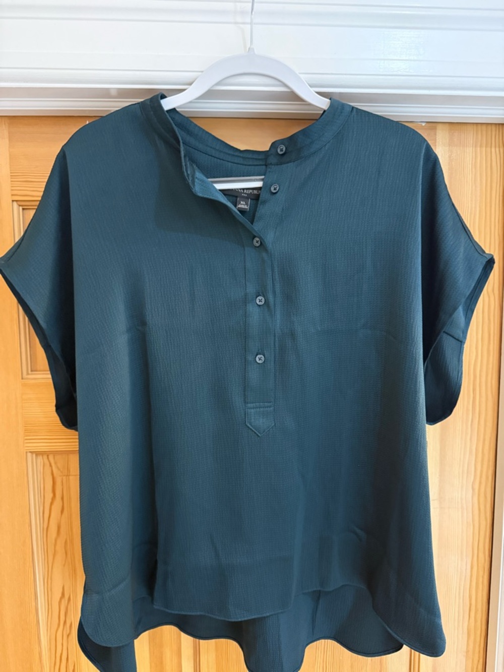 Banana Republic Teal Short-Sleeve Henley Blouse